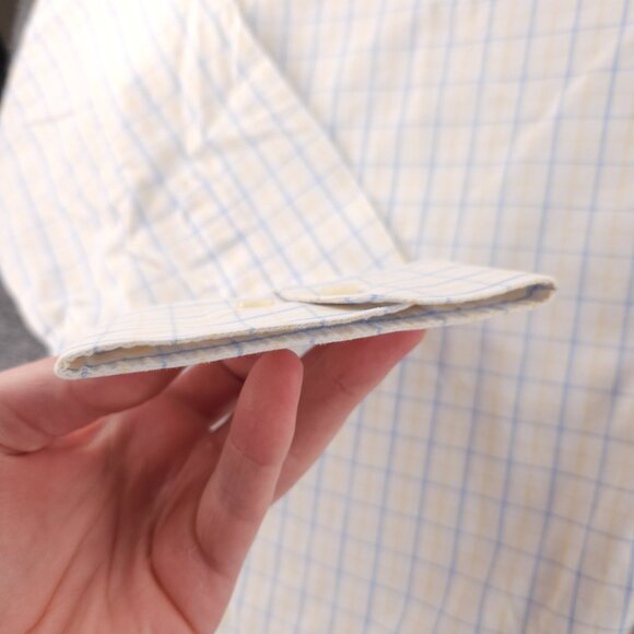 Brooks Brothers 16.5 34 35 Regent Non-Iron Yellow Blue Check Long Sleeve Shirt - Picture 4 of 16